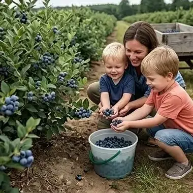 Blueberry bushes in summer
